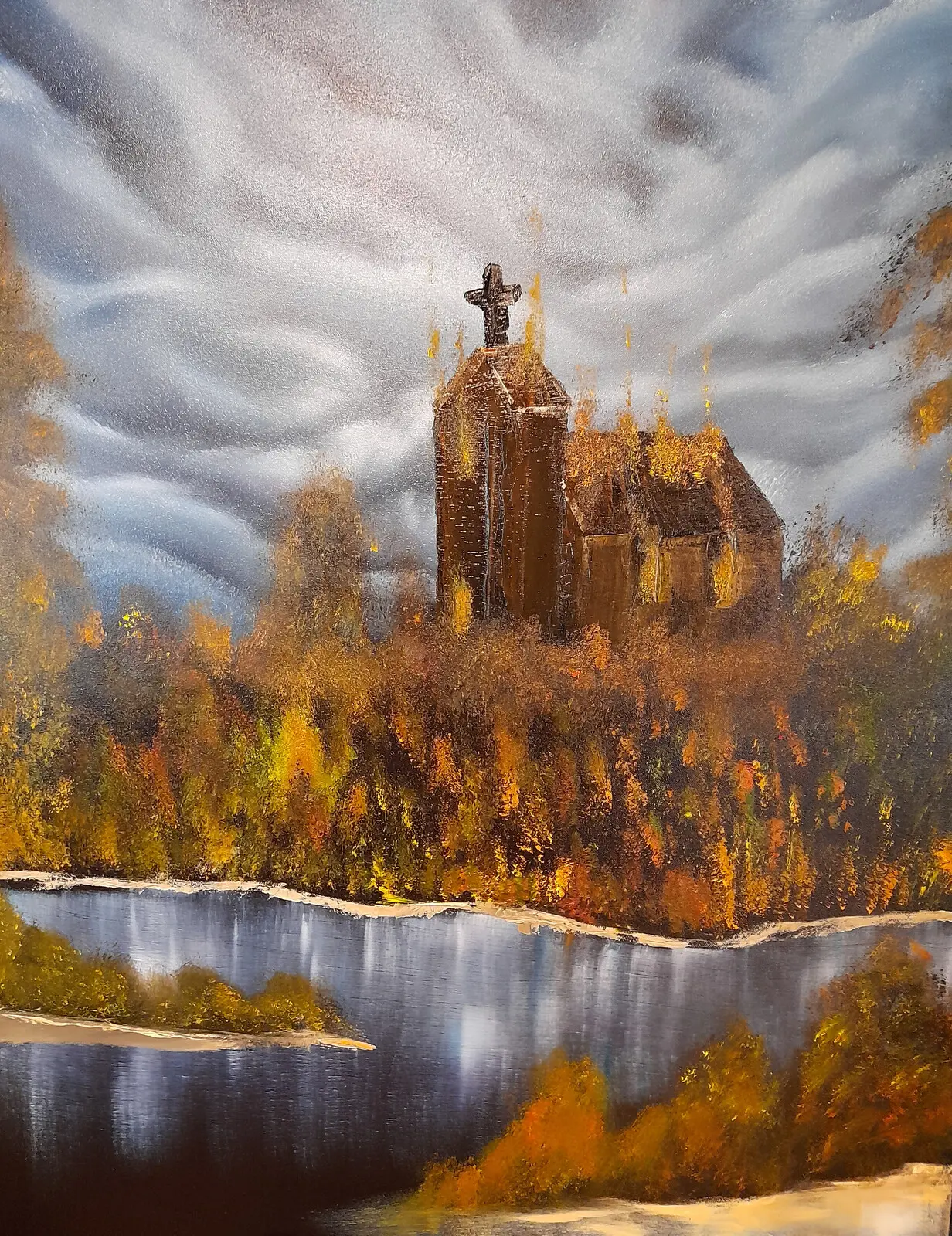 Oljemålning Strange times av Ola Andersson