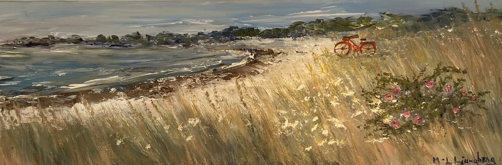 Akrylmålning Stranden ( Ljugarn) av Marie-Louise Ljungberg