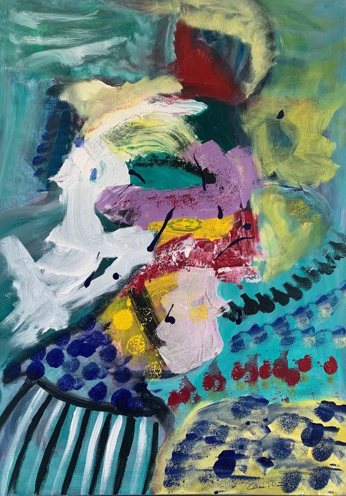 Akrylmålning Komposition tulpan av Monica Domert