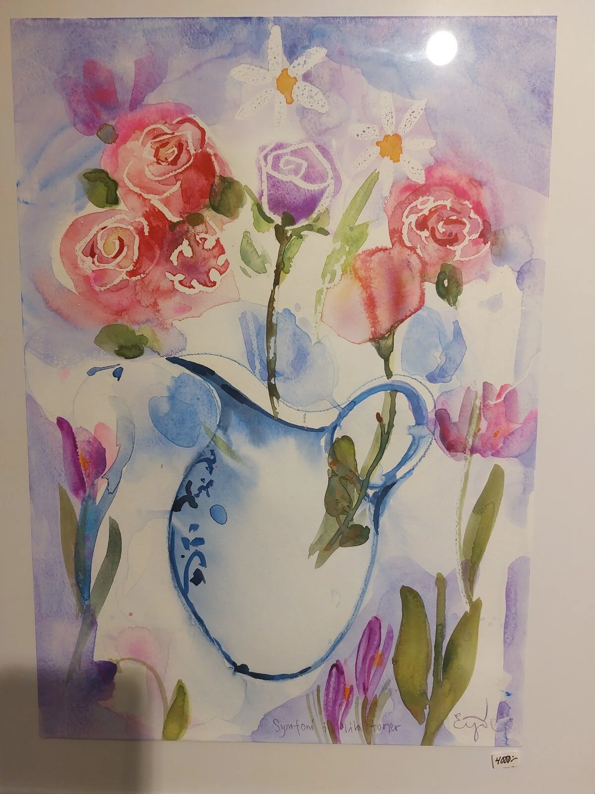 Akvarell Blå kanna av Eija Saho