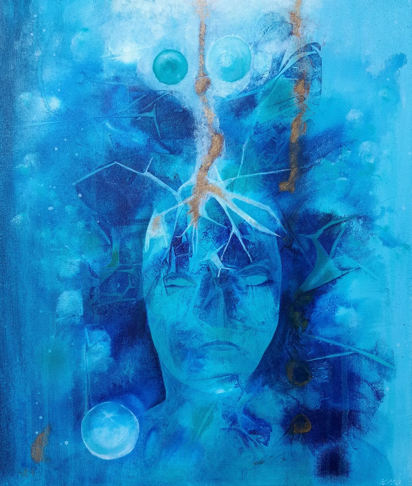 Akrylmålning Uppkopplad av Karin Olsson