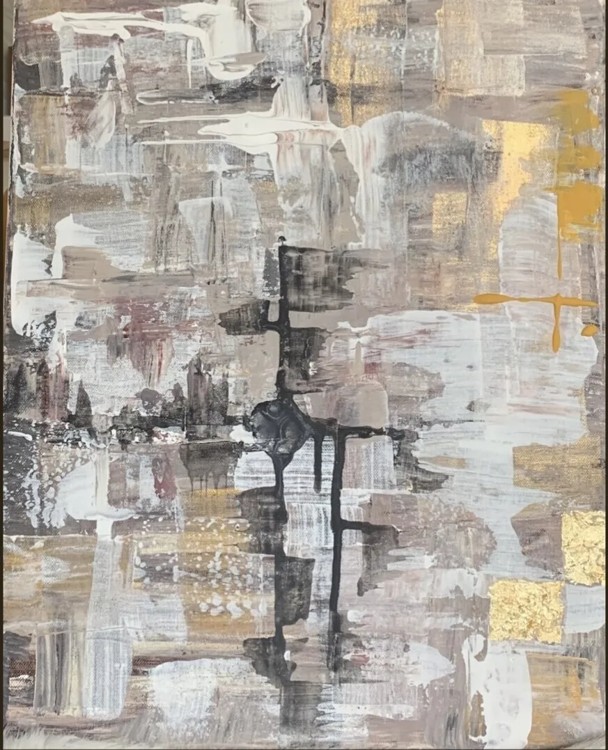 Akrylmålning Golden brick av Leena Edholt, ArtByLee