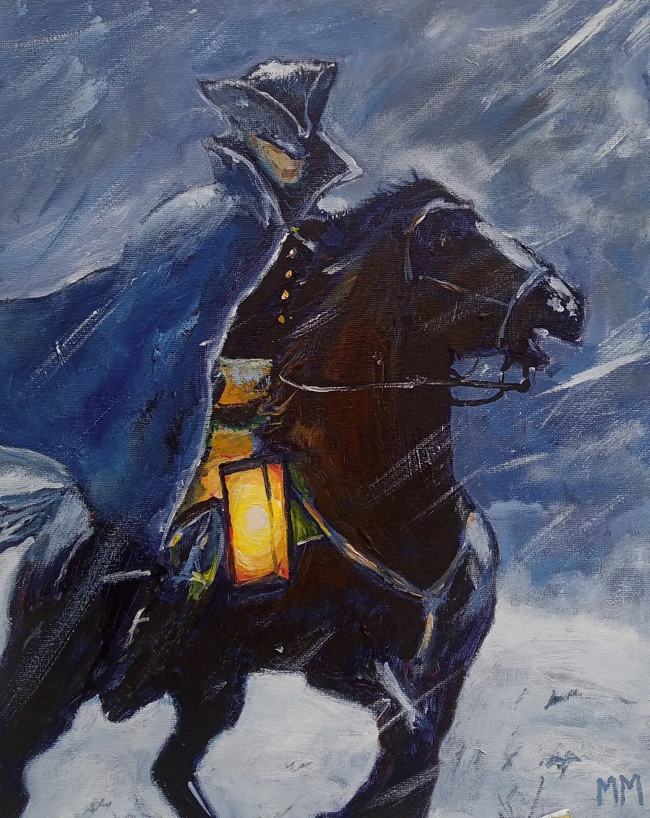 Akrylmålning Ljuset av Karolinermålaren Malmgren