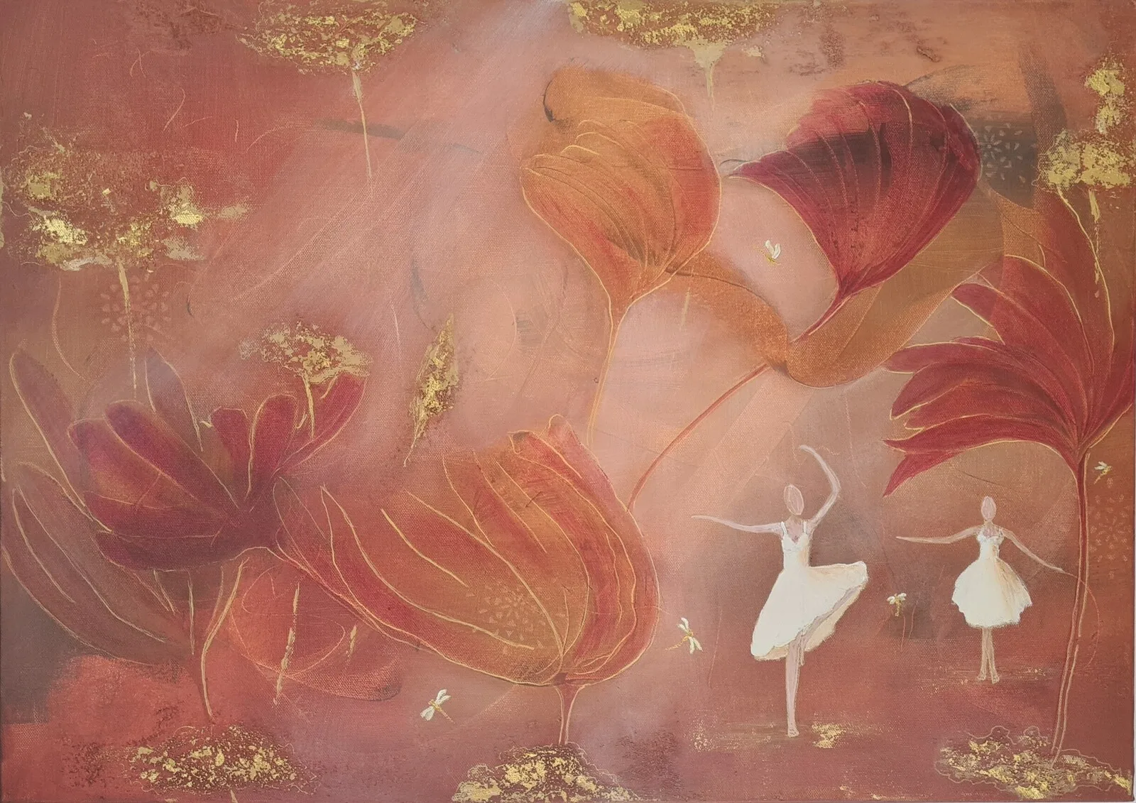 Akrylmålning Vi Dansar I Gryningsljuset av Liselotte Blomberg