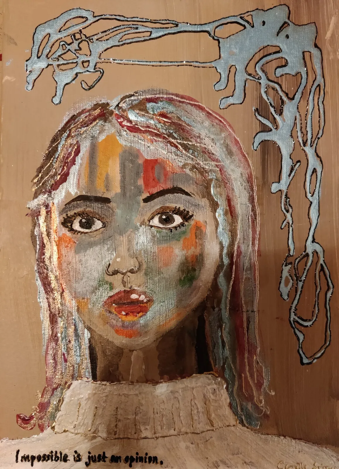 Akrylmålning Impossible is just an opinion av Camilla Sving