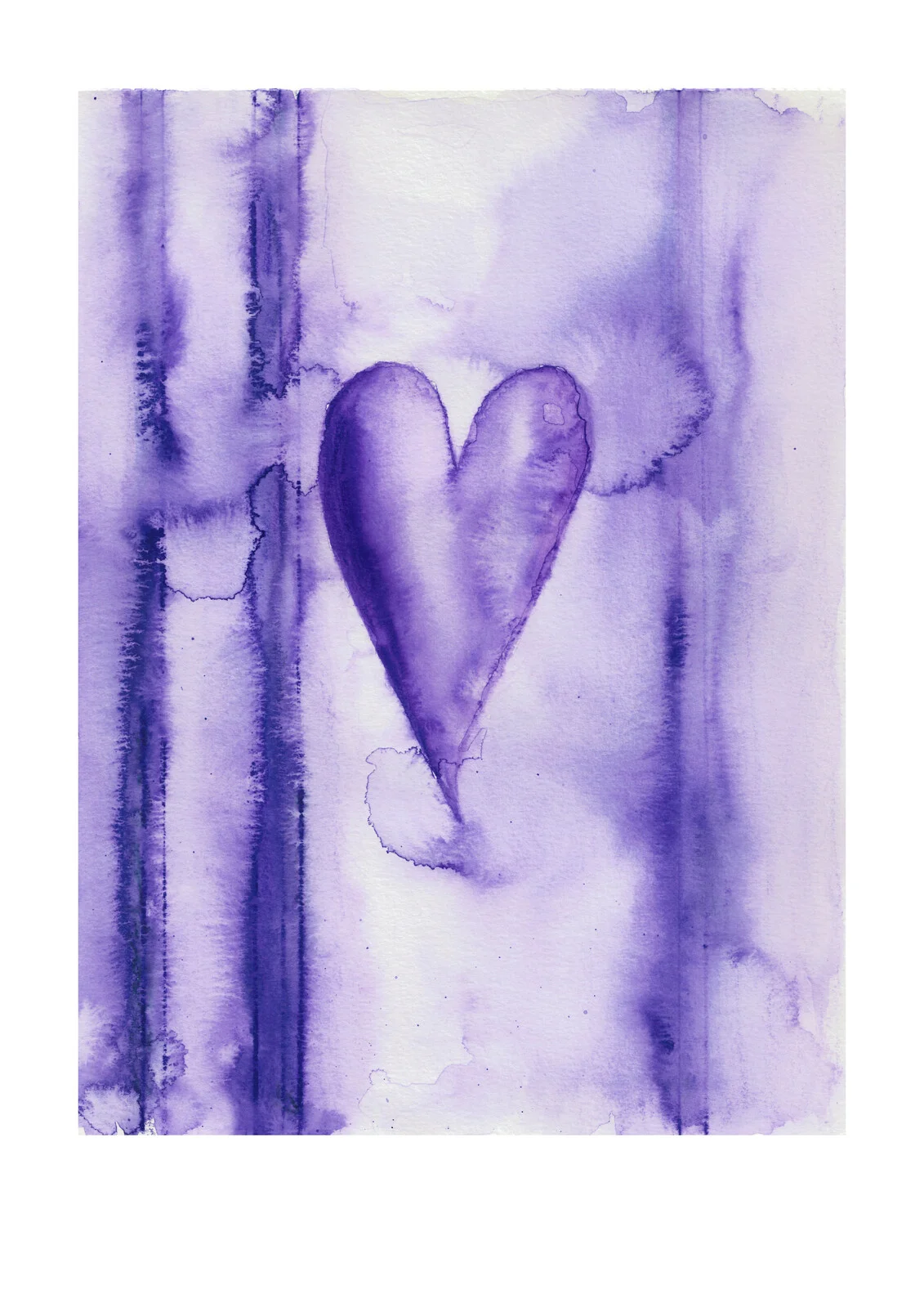 Akvarell Fine art print - Hjärta lila 1 av Malin Yngve