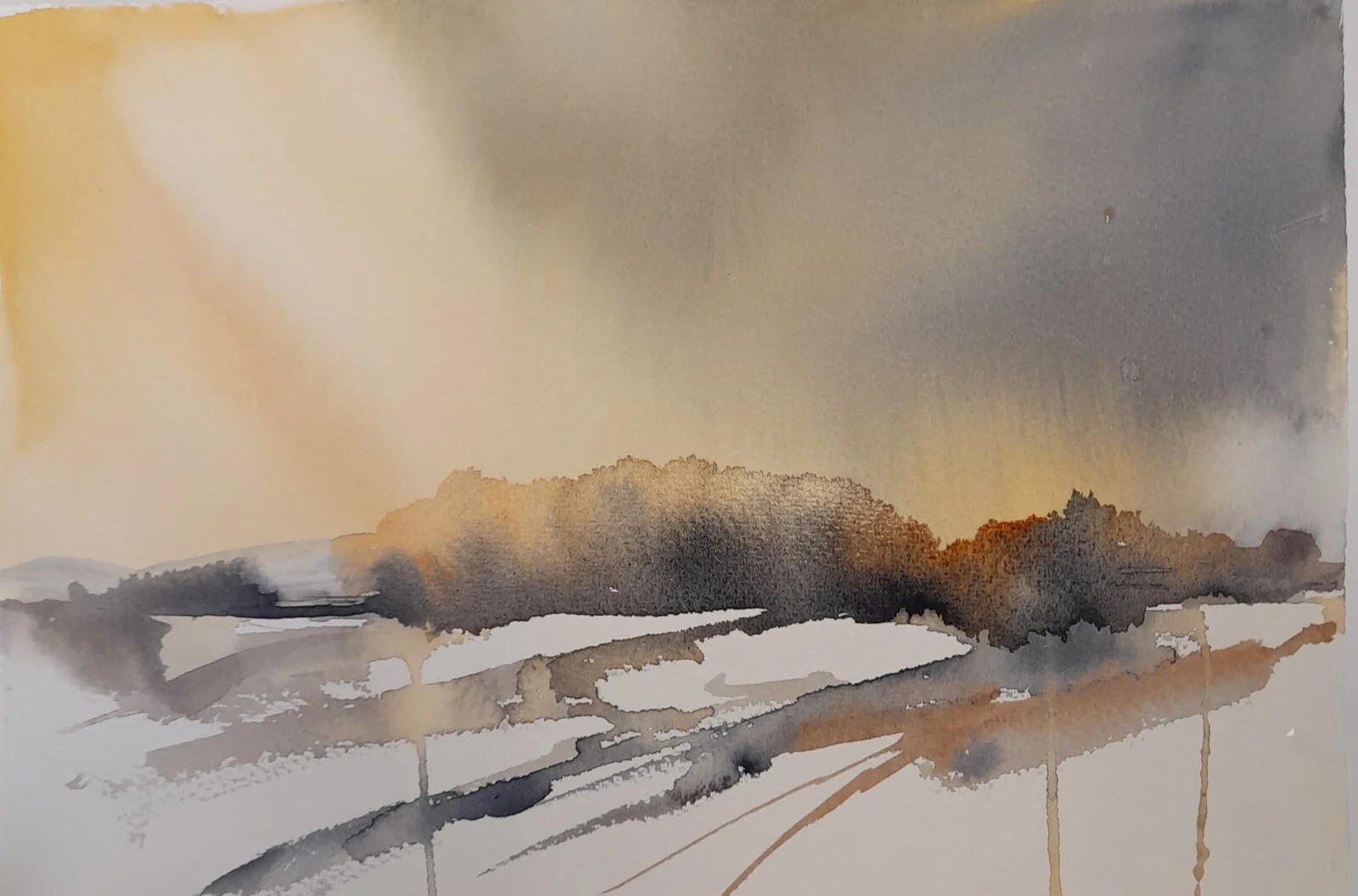 Akvarell Höstljus av Petra Skogsberg