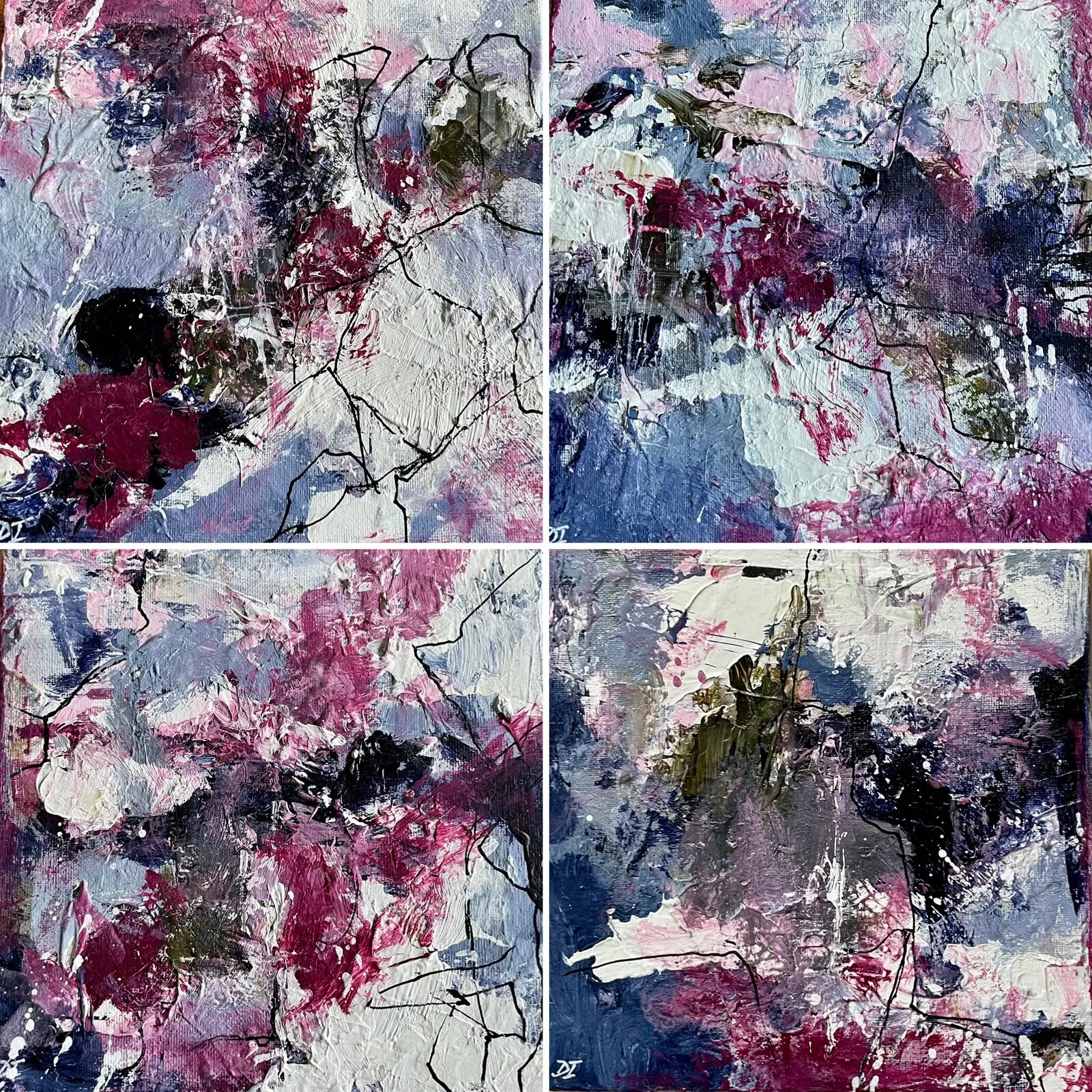 Akrylmålning Sweet gossips I, II, III, IV av Dana Ingesson