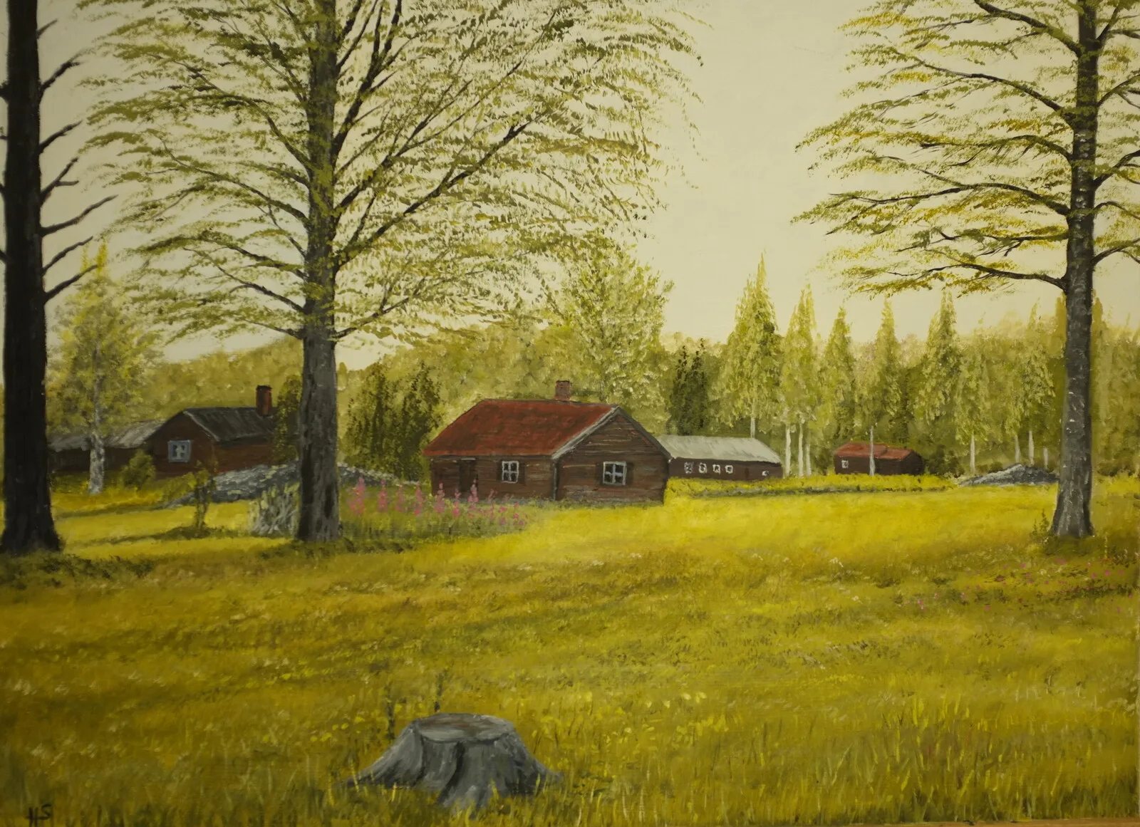 Oljemålning Rädbjörka av Håkan Sars