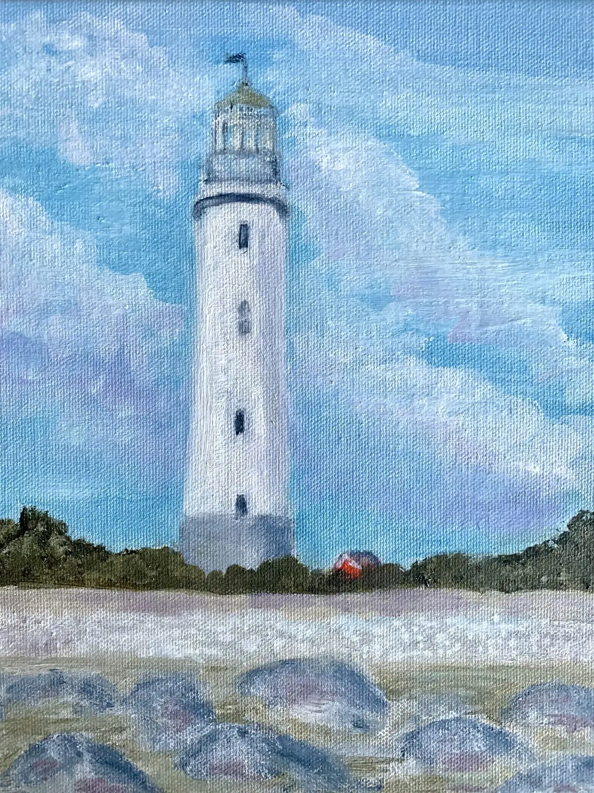 Oljemålning Gotland i mitt hjärta - Fårö fyr av Monica Österdahl