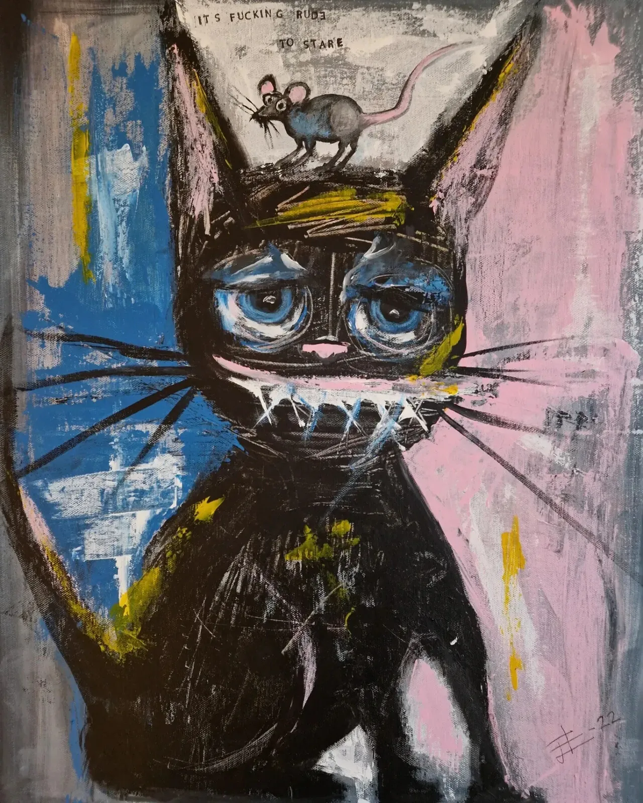 Akrylmålning It's fucking rude to stare av Erika Eriksson