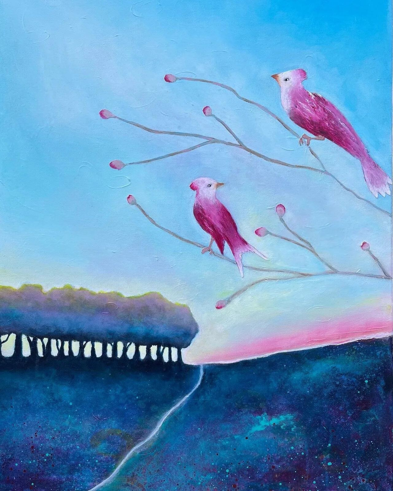 Akrylmålning Sånger i gryningen av Agneta Ayoub