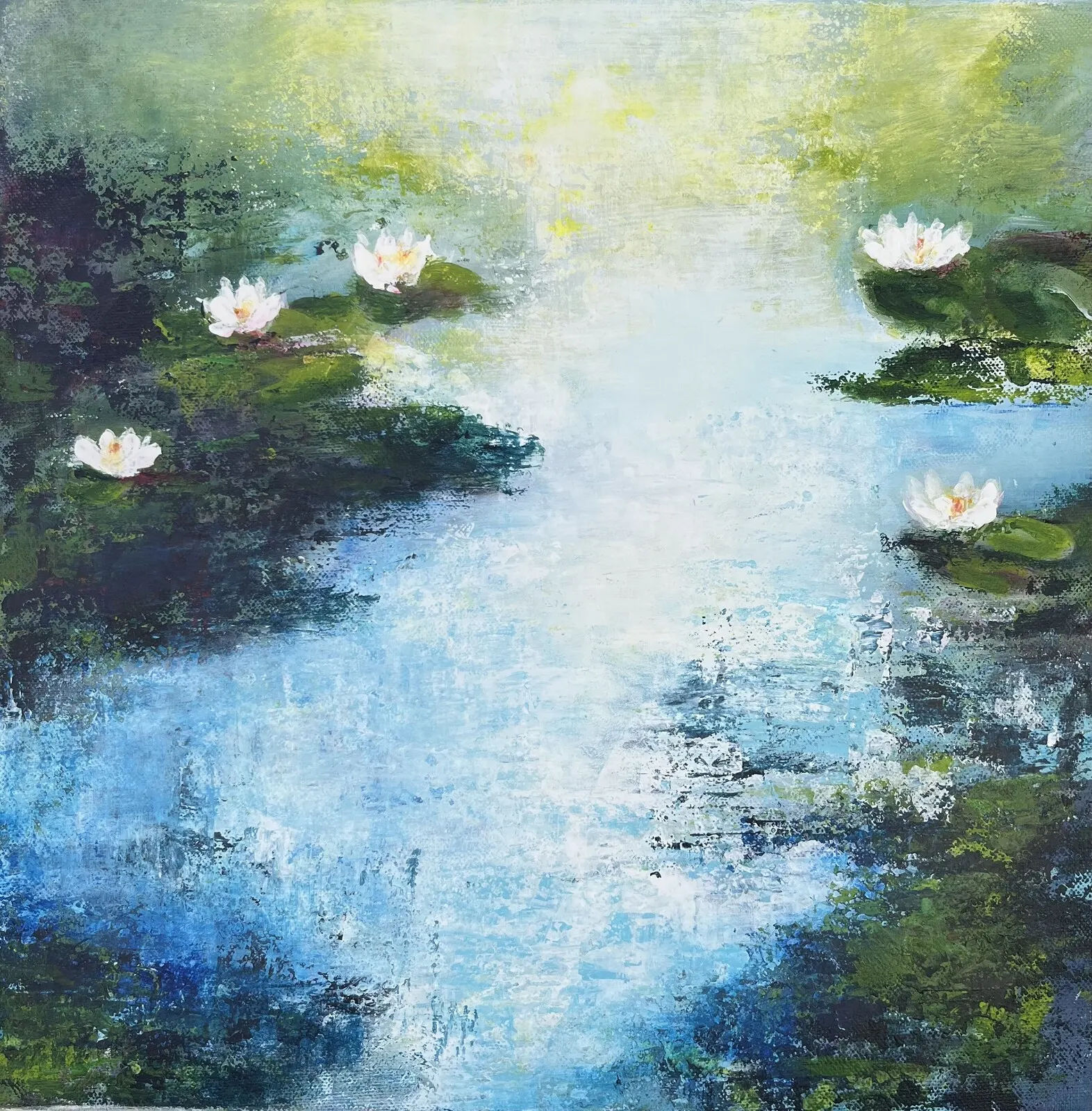 Akrylmålning Näckrosdammen av Agneta Ayoub