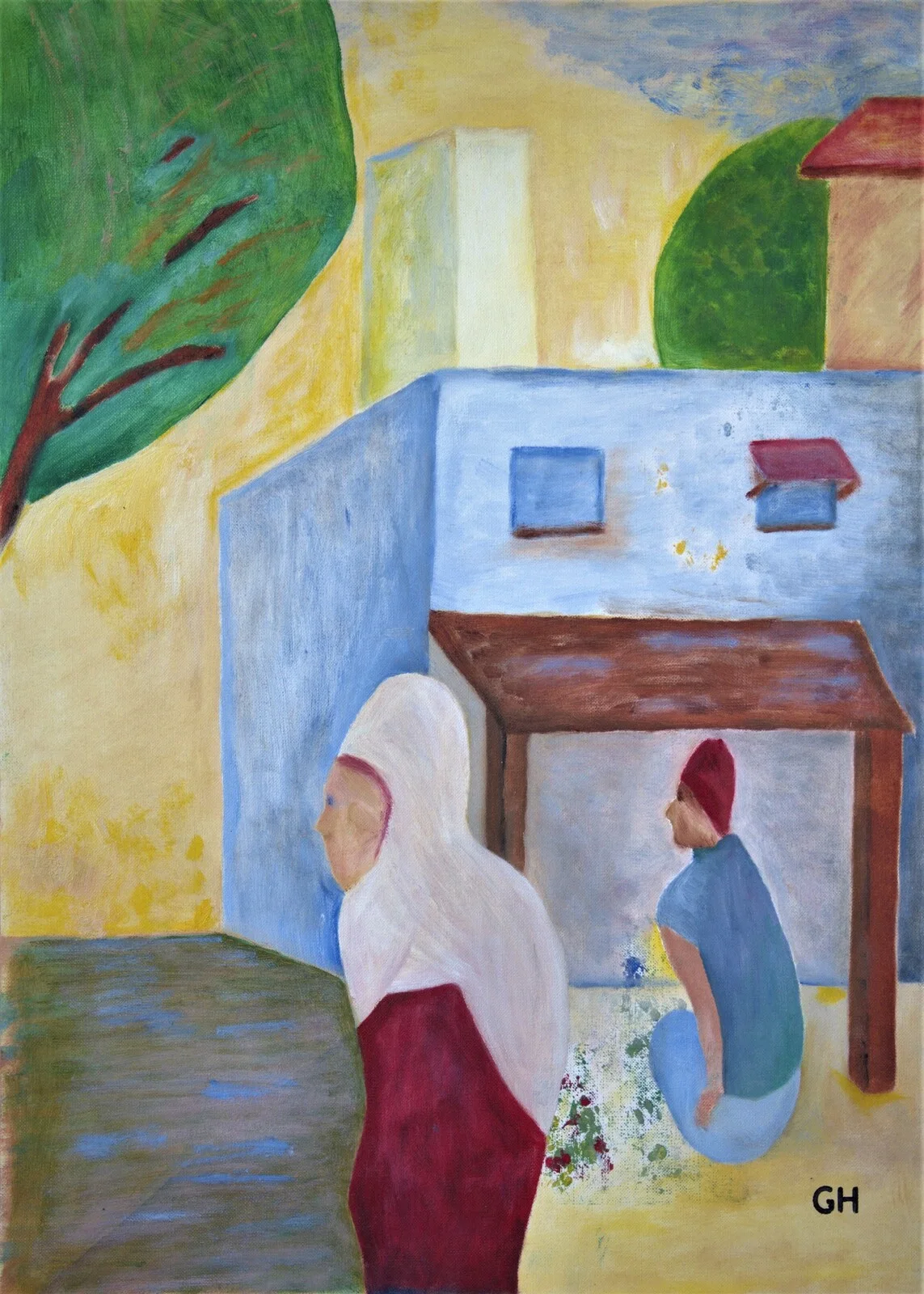 Oljemålning "Waiting for M" - Oil painting av Gerhard Hofman