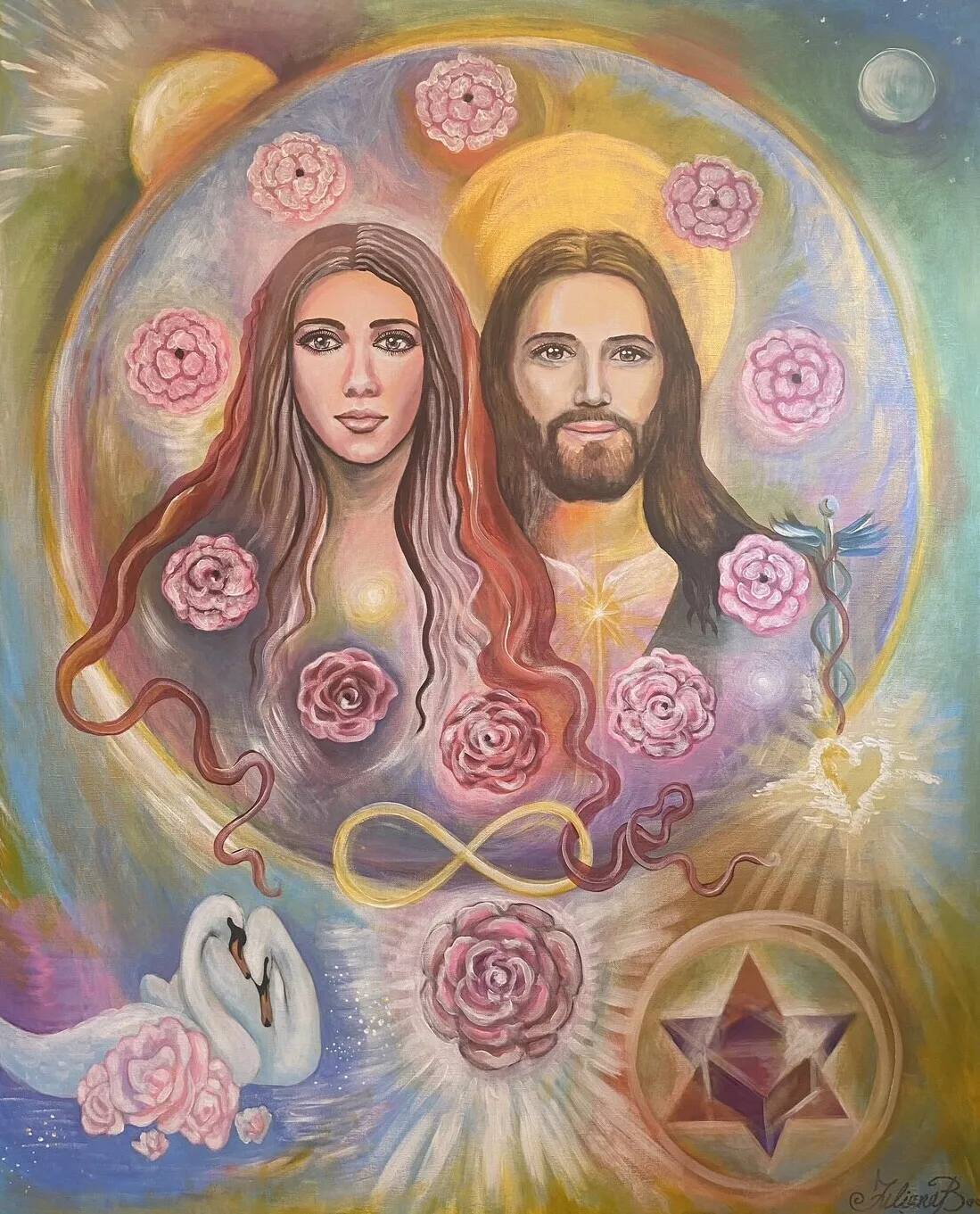 Akrylmålning Jesus och Maria Magdalena av Juliana Boneva