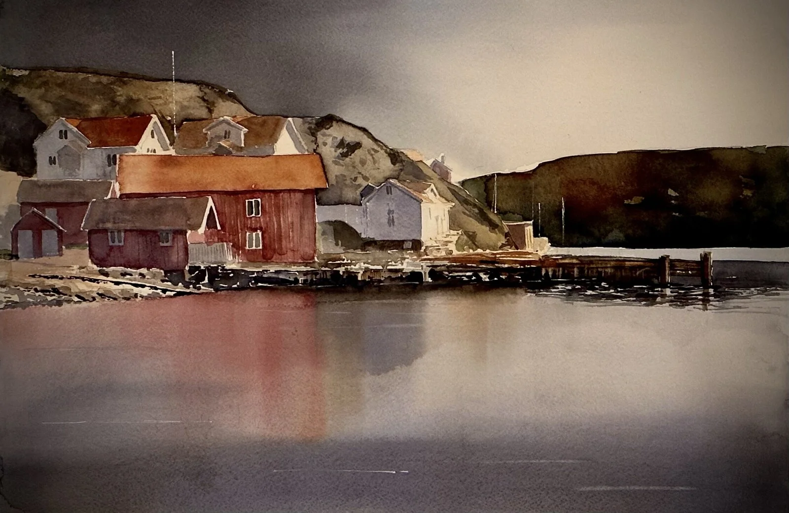 Akvarell Stilla i Nösund av Kalle Nilsson