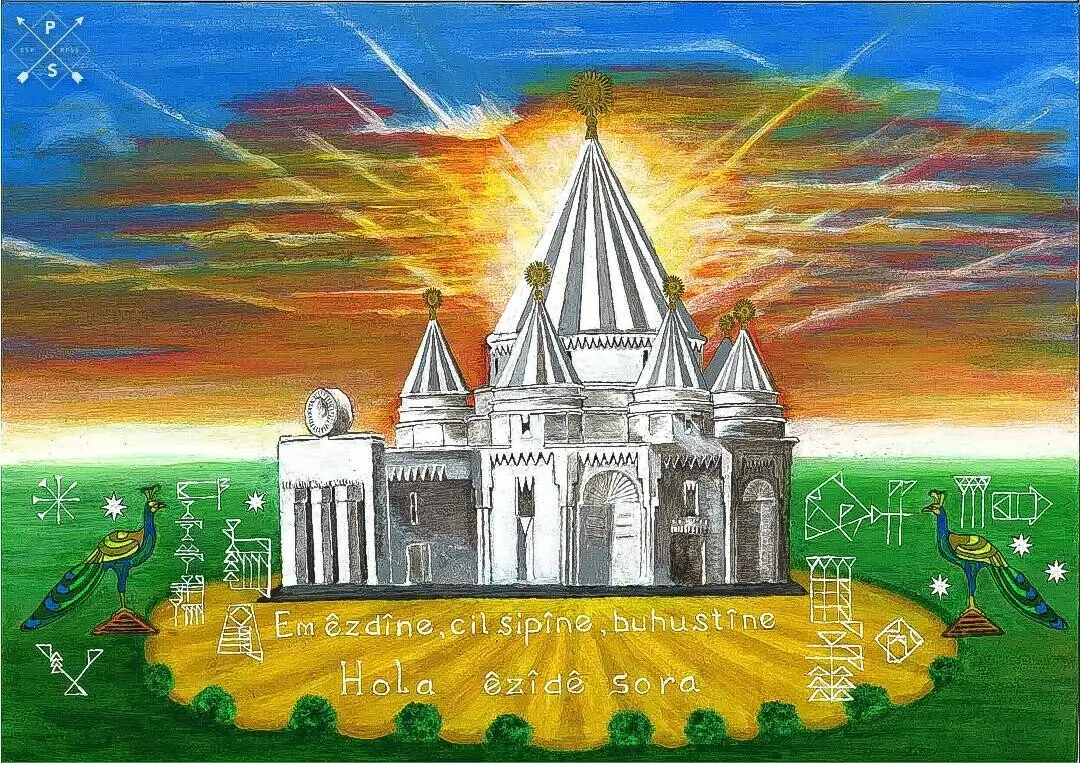 Akrylmålning Yezidi-tempel i Armenien av Anton Shtefan