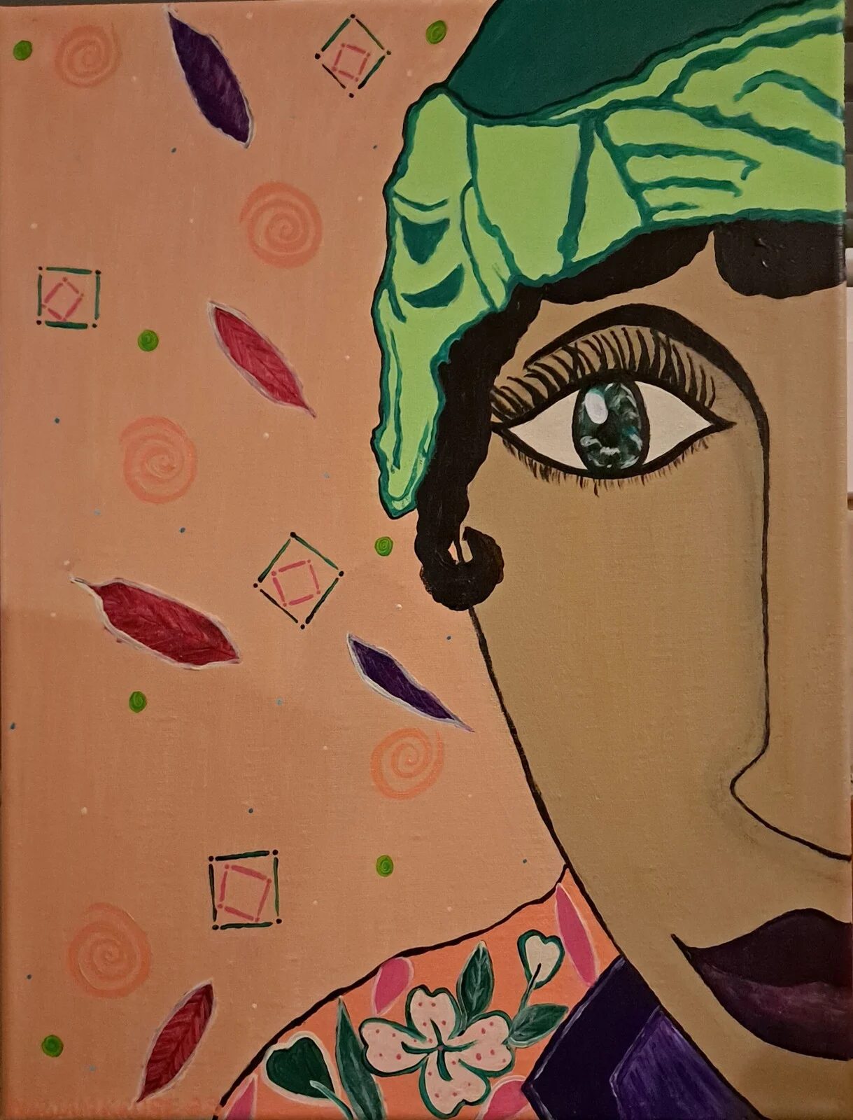 Akrylmålning Miss Pearl av MirreLinK.art