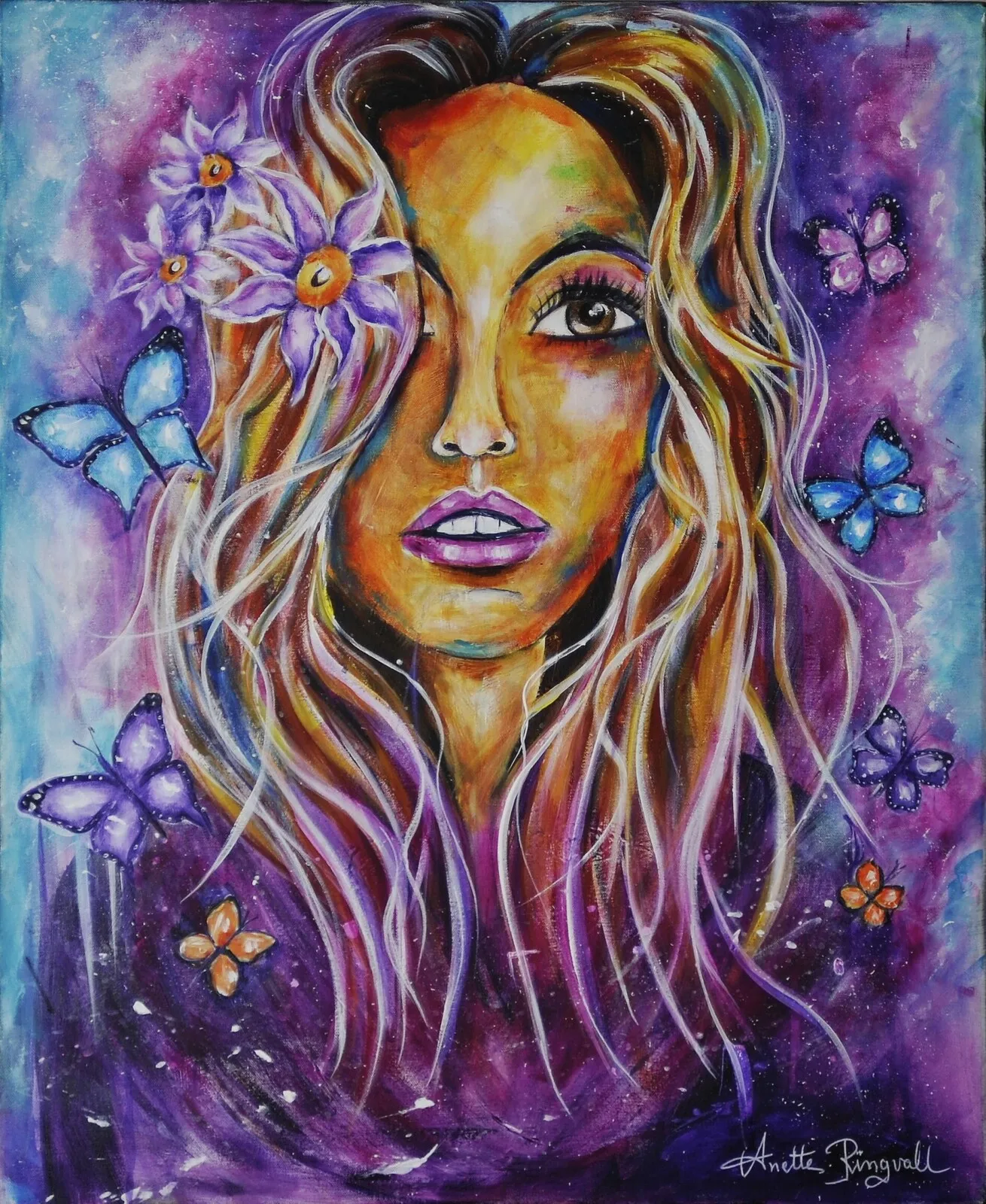 Akrylmålning Sunny Girl av Anette Ringvall