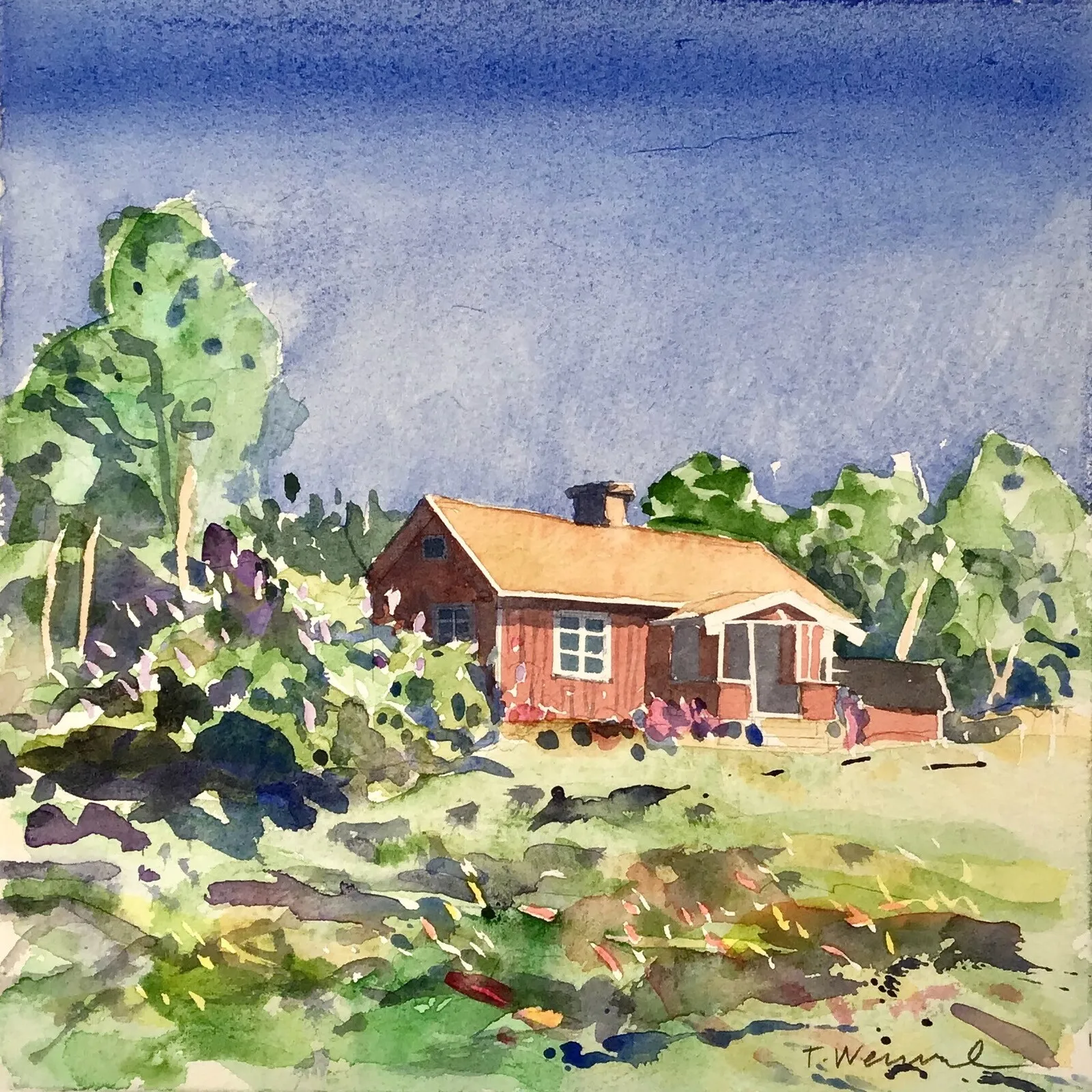 Akvarell Grålagg 1 (Hunneberg) av Tord Wennerblom