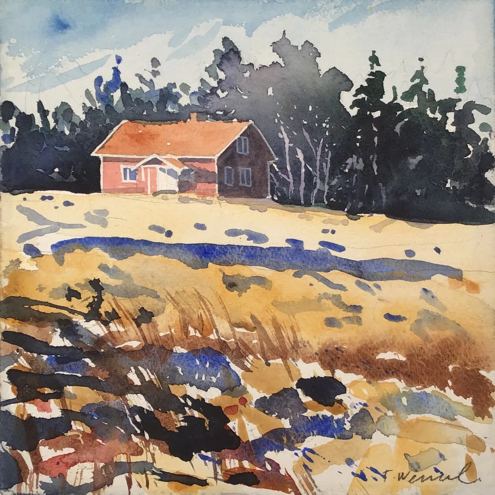 Akvarell Grålagg 2 (Hunneberg) av Tord Wennerblom