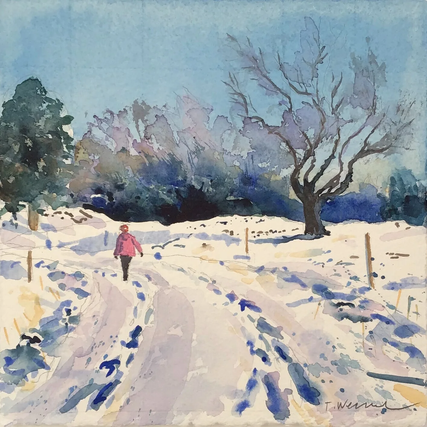 Akvarell Vinterpromenad av Tord Wennerblom