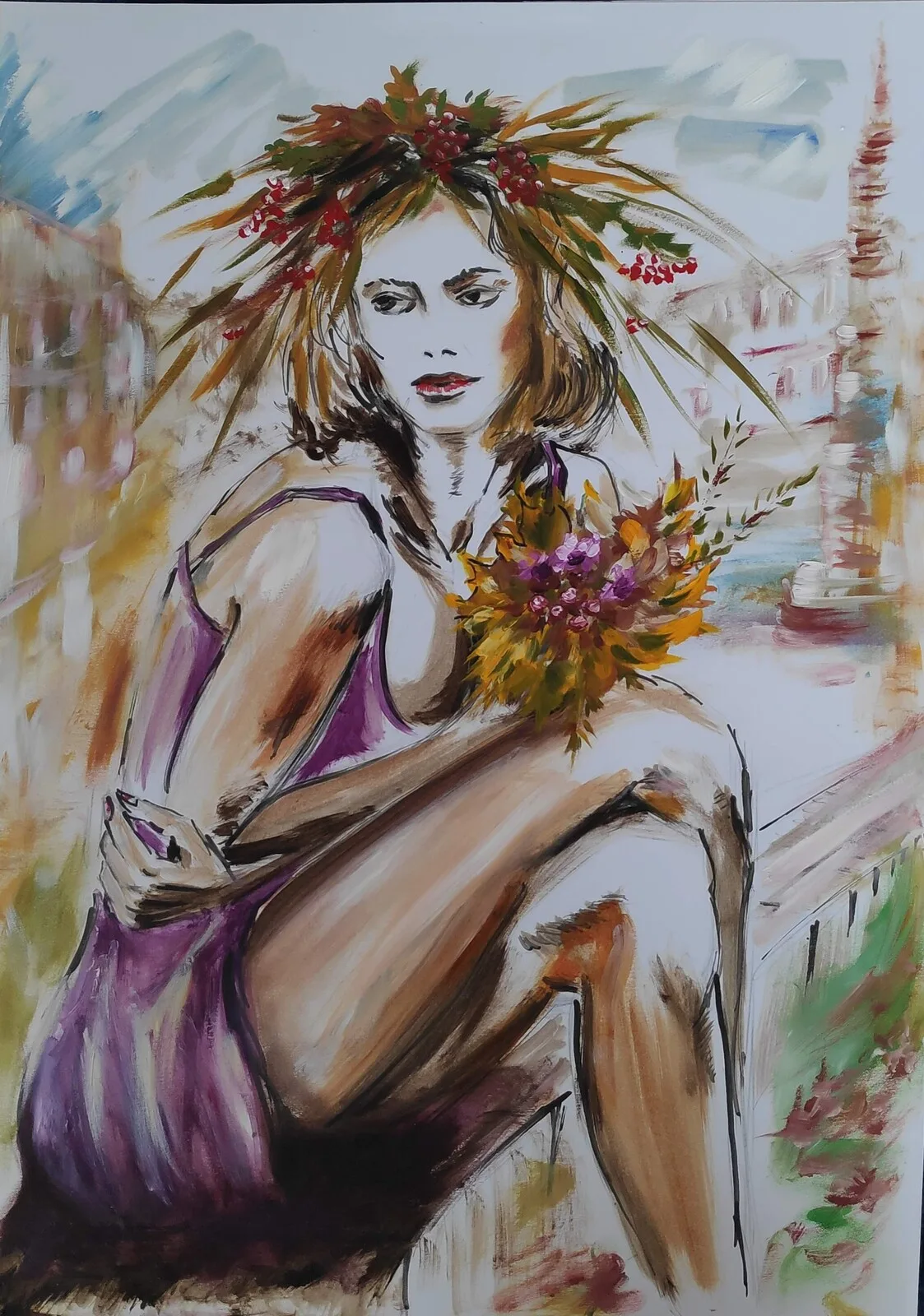 Girl in a Flower Wreath av Igor Fominykh