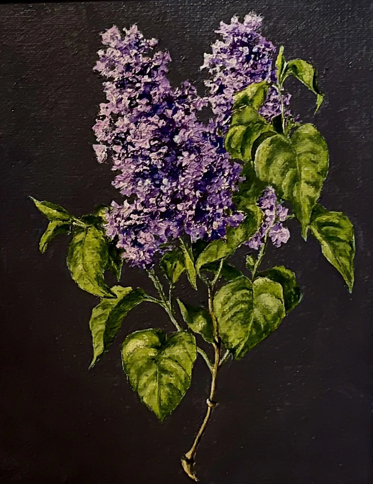 Oljemålning En gren av syrenen av Helen Boreson Holmberg