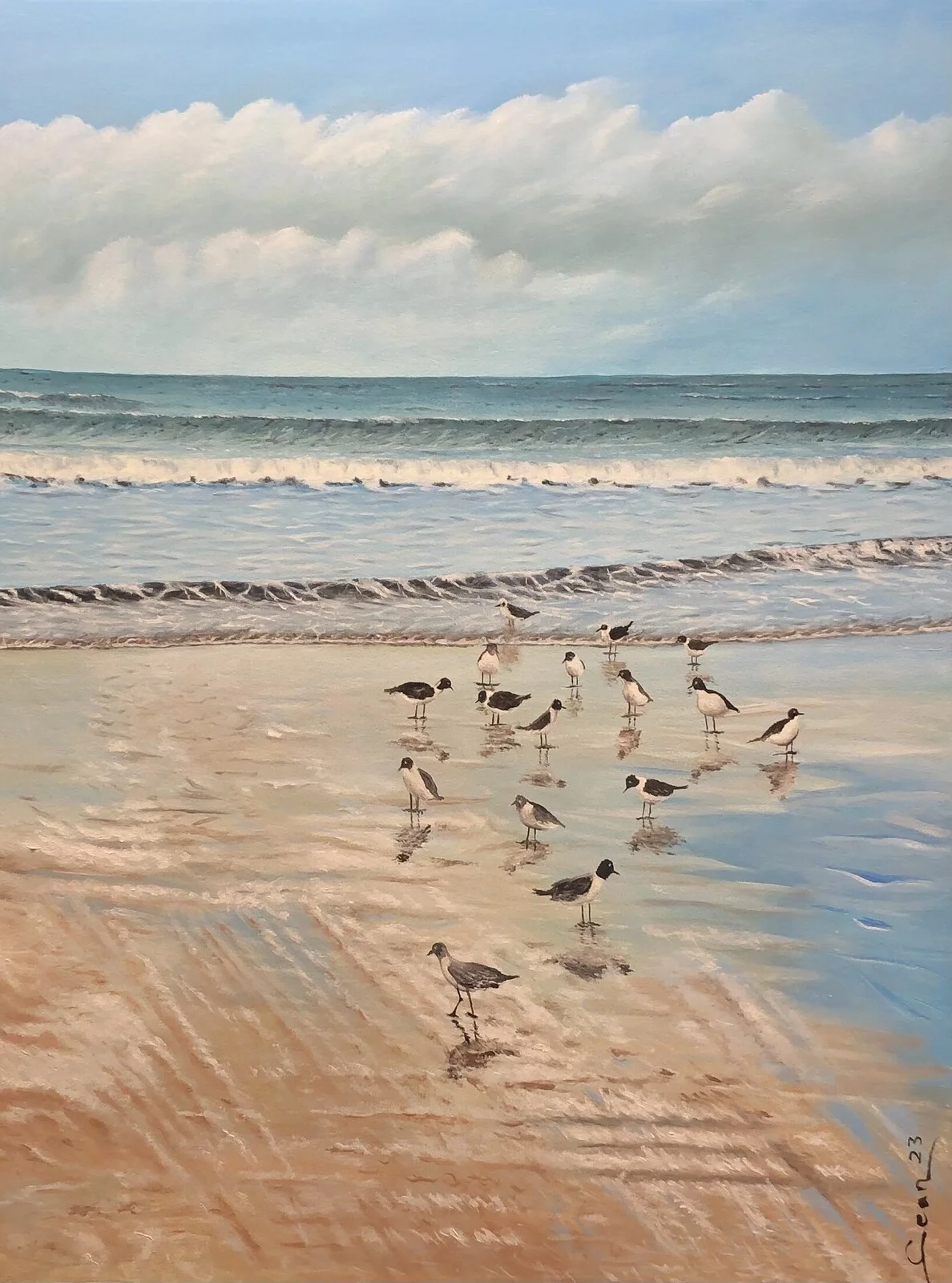 Oljemålning On The Beach av Sean Aghili