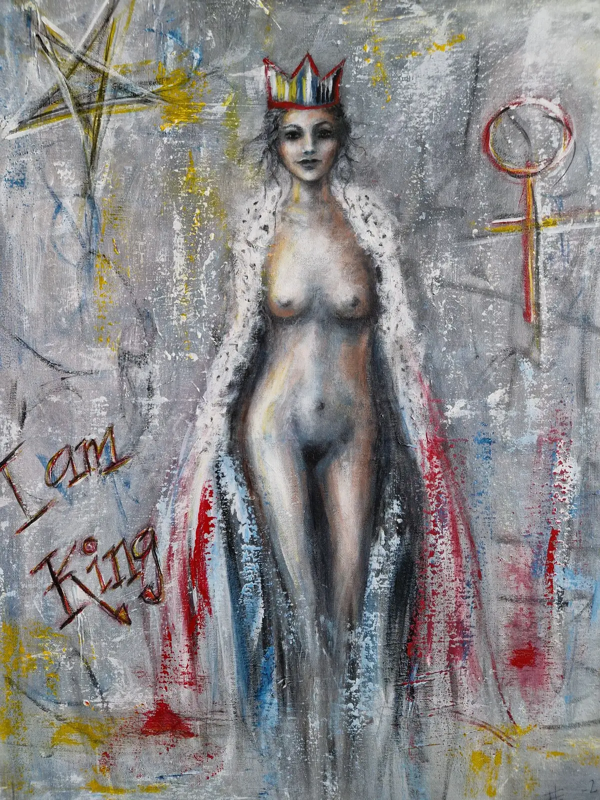 Akrylmålning I am King av Erika Eriksson