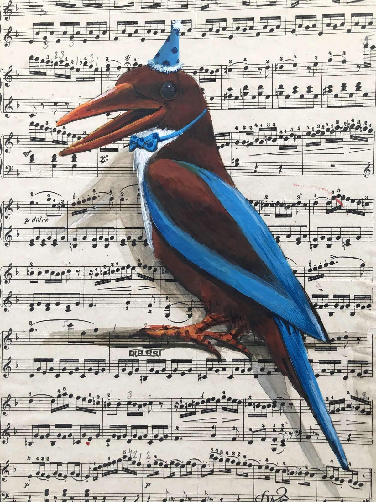 Akrylmålning Singingbird - Male av Ola Art