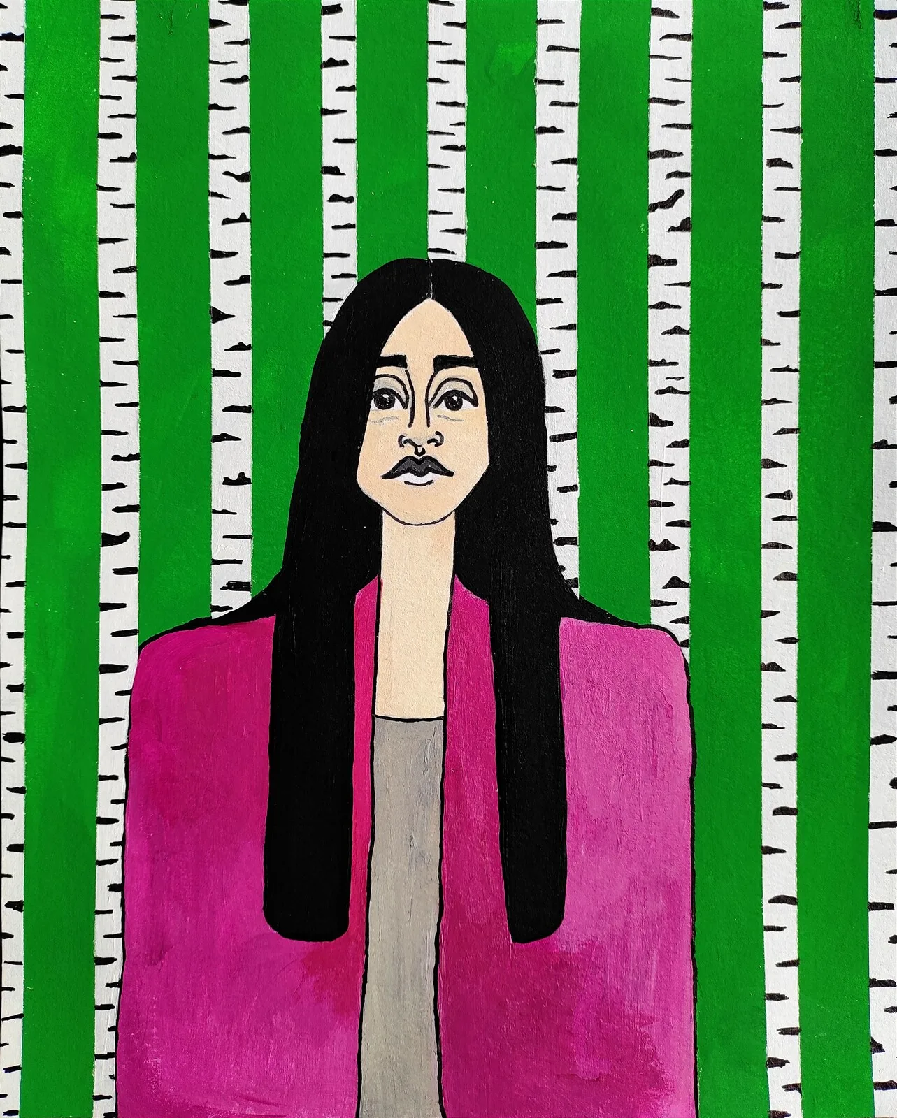 Akrylmålning I björkskogen av Elin Larsson