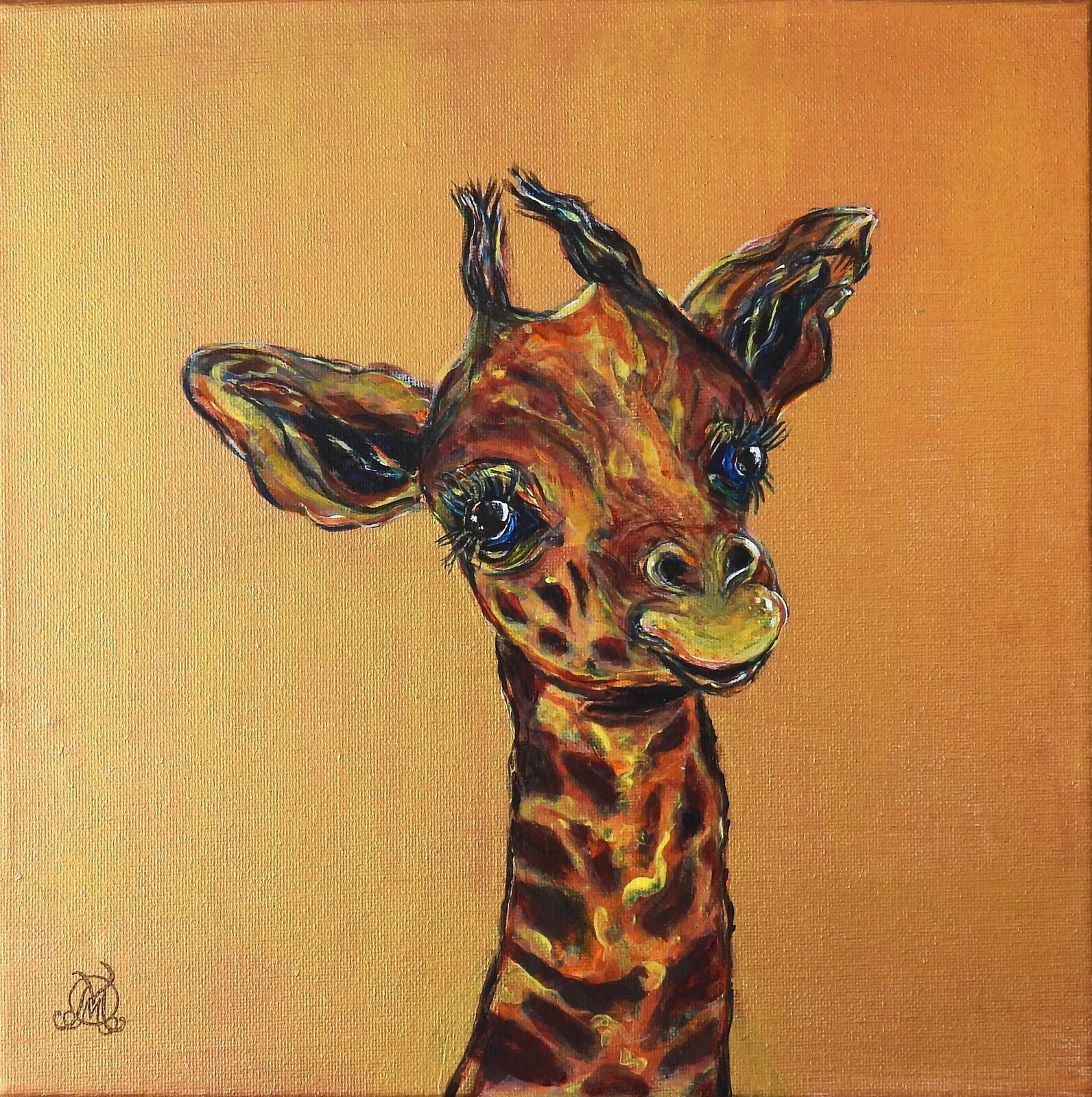 Akrylmålning En ung giraff. av Merike Majwell