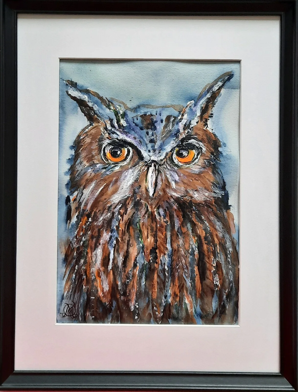 Akrylmålning The Owl - the healer / Berguv - en healer fr Dalarna av Merike Majwell