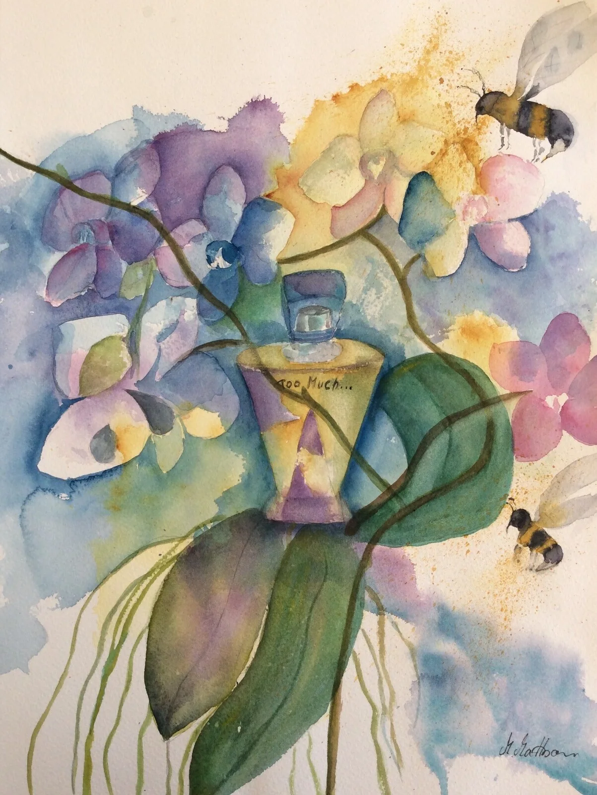 Akvarell Parfymflaskan av Margareta Mattsson