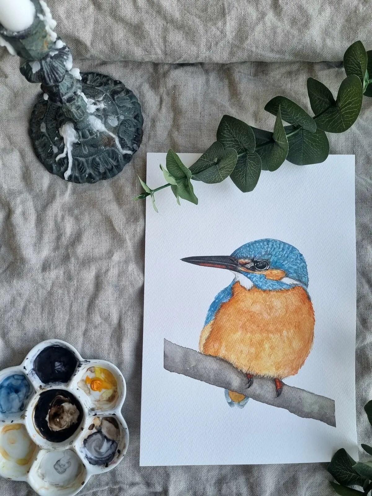 Akvarell Kungsfiskare av Kajsa Olson - Art By Kajjan