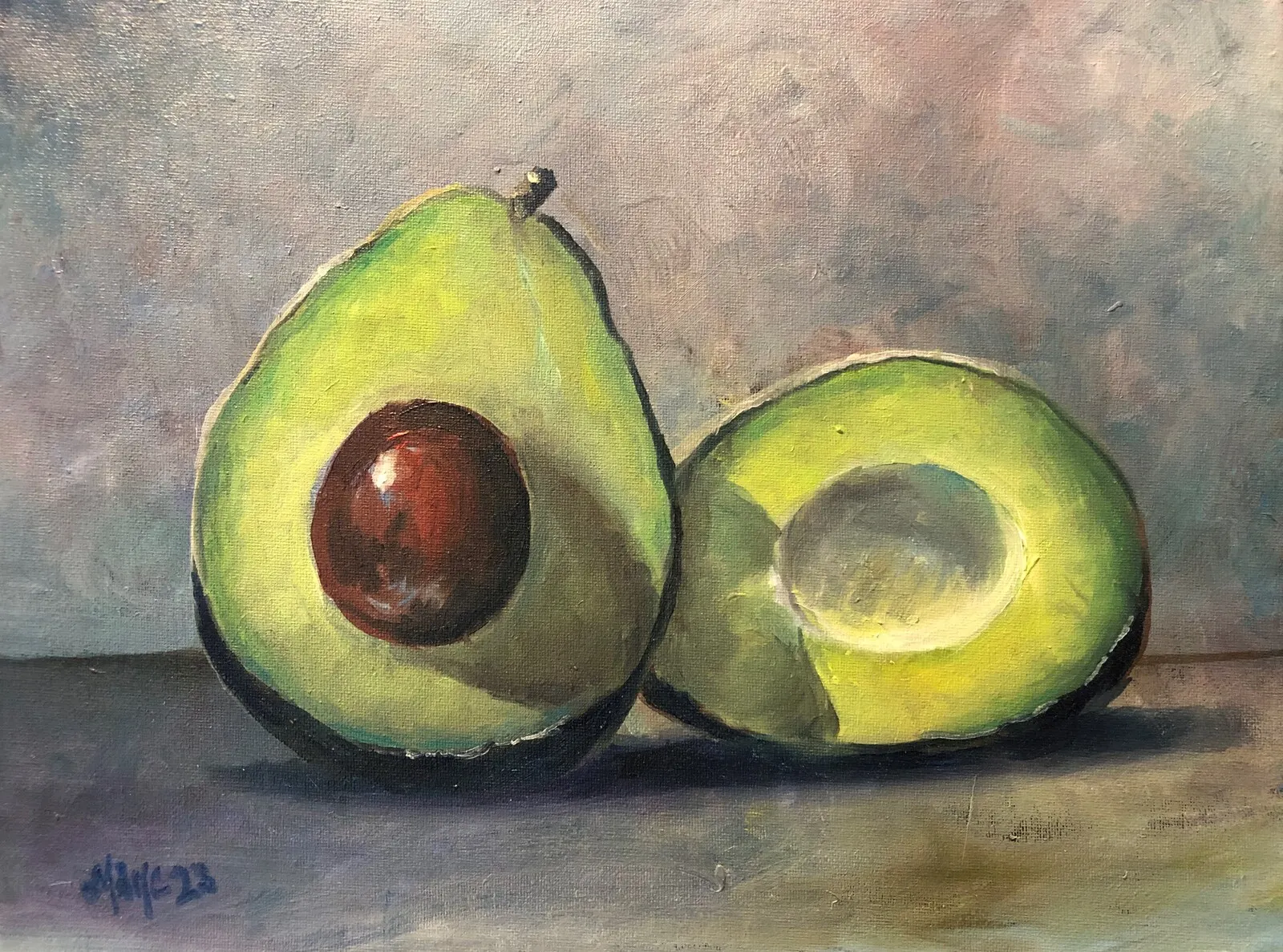 Oljemålning Study Avocado 2 av Miguel Habana Castro