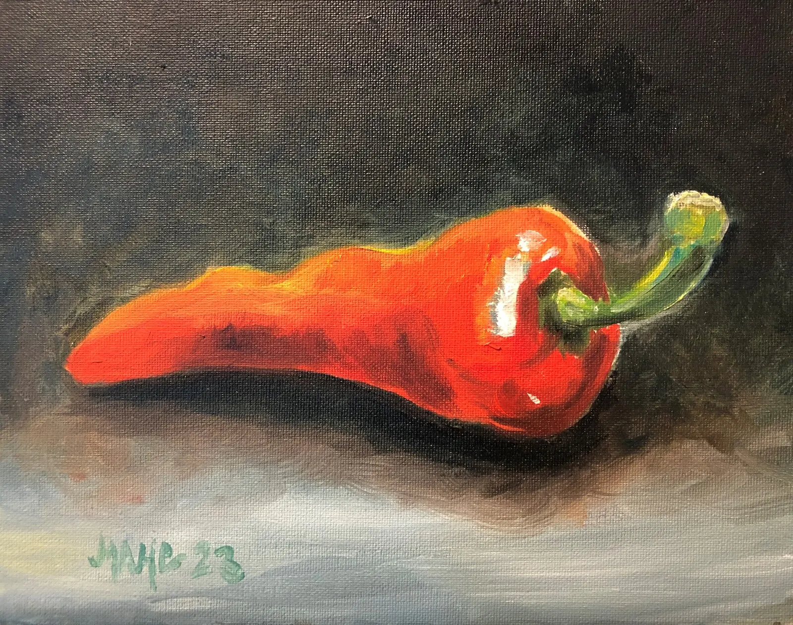 Oljemålning Study Chilli 2 av Miguel Habana Castro