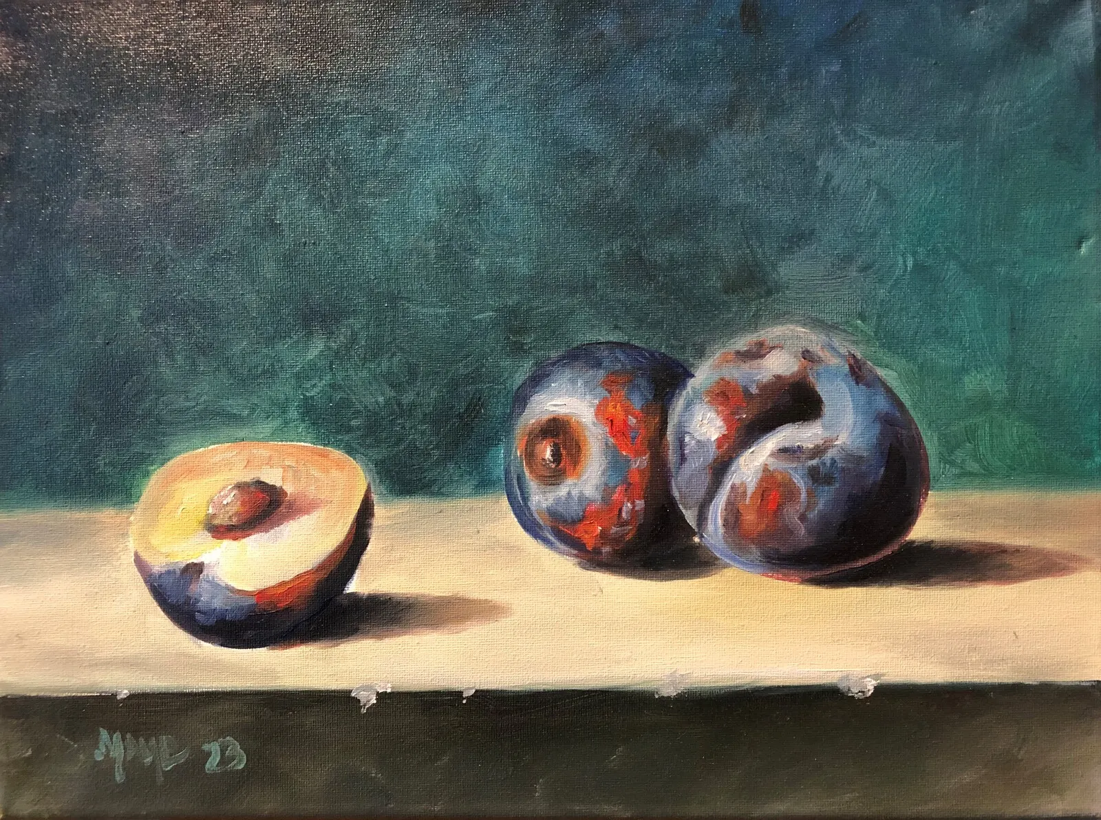 Oljemålning Study Plums av Miguel Habana Castro