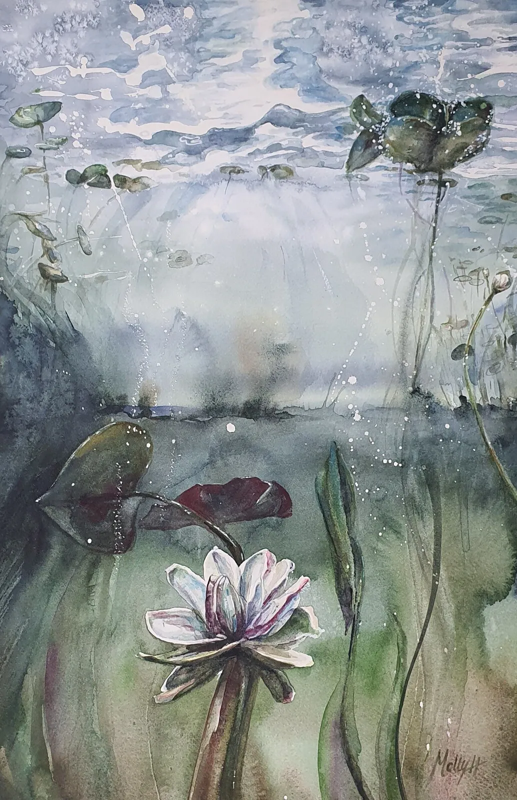 Akvarell Älgmums, inkl ram av Molly, Monika Hellgren