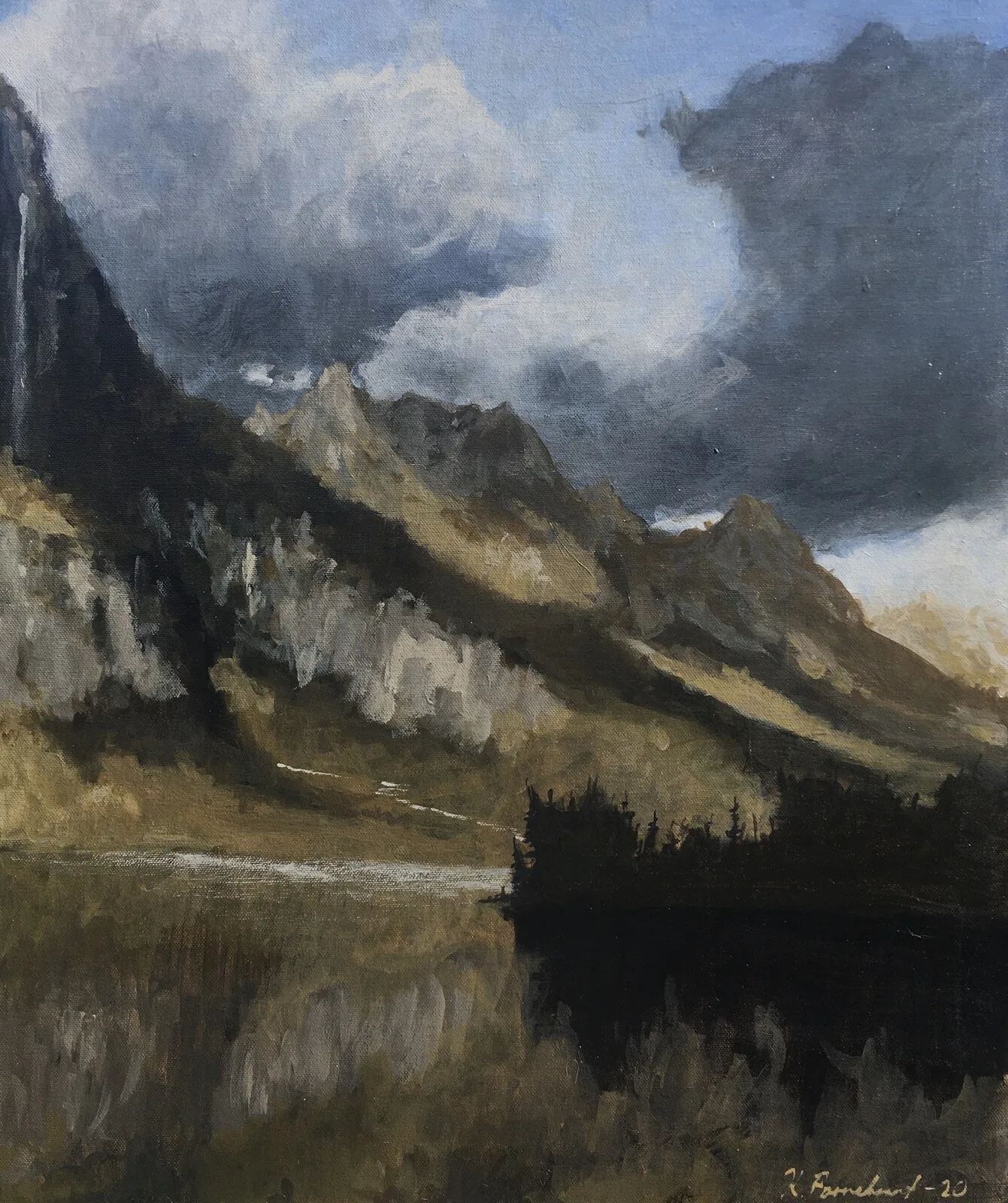 Akrylmålning Stämningsfullt fjordlandskap av Kevin Parnebrant