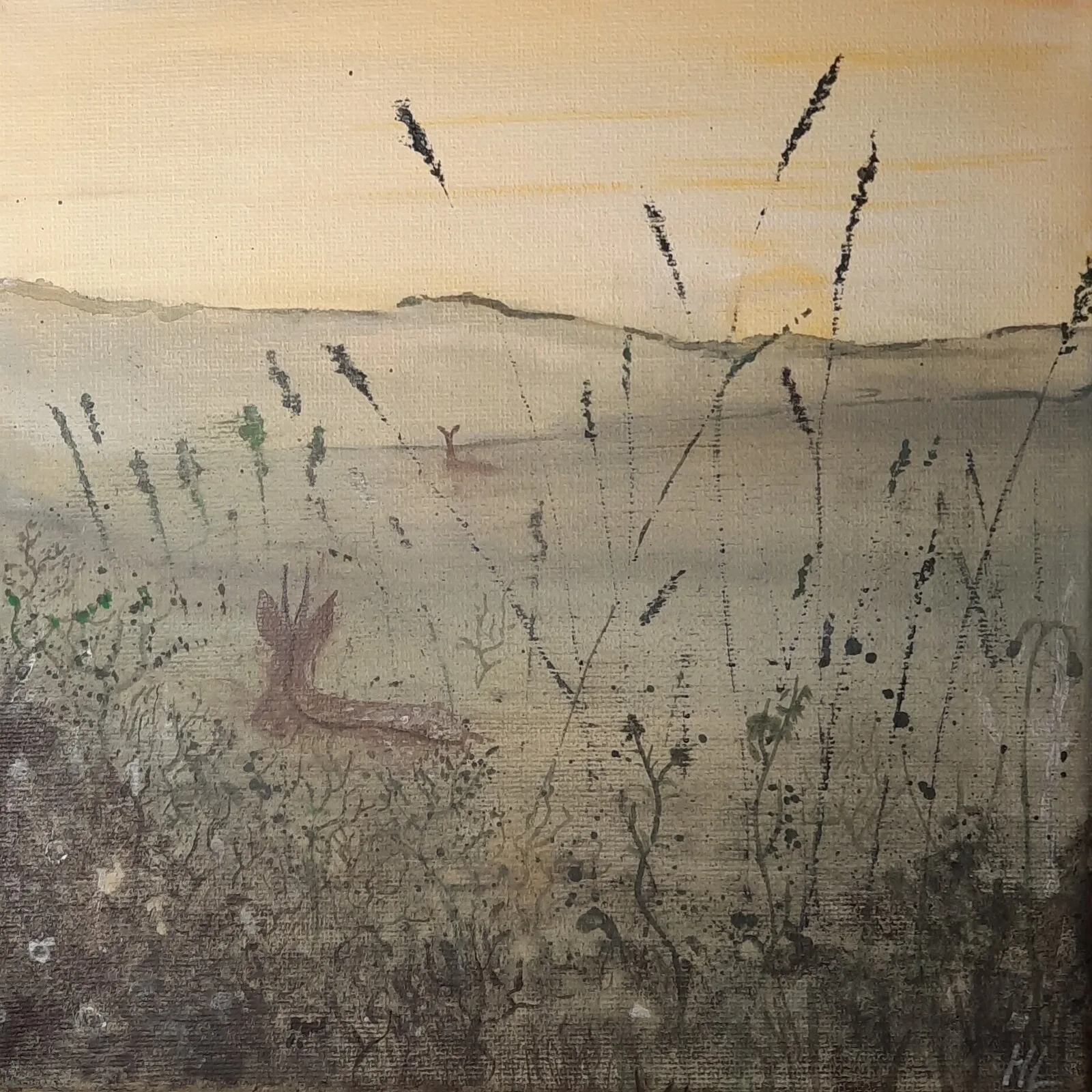 Akrylmålning Dimma av Helena Lindholm