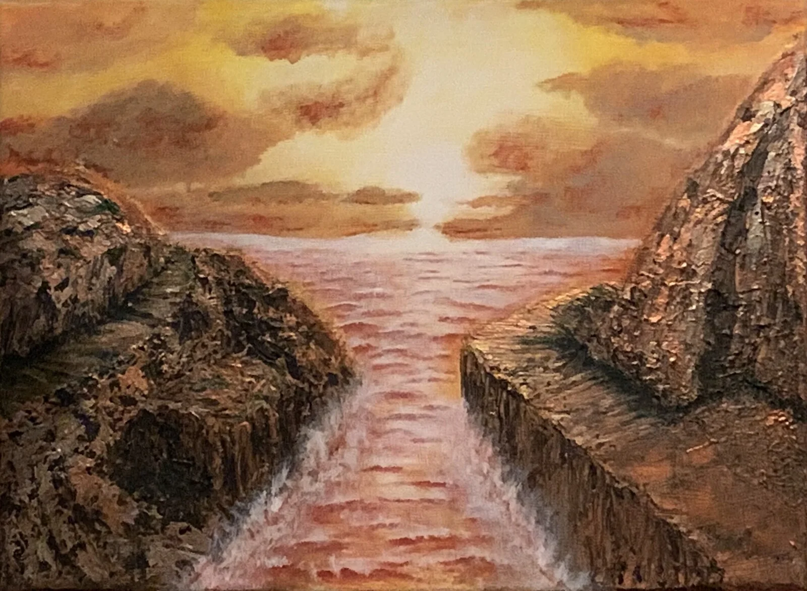 Akrylmålning  SOLD - Red ocean av Johanna Mångelin