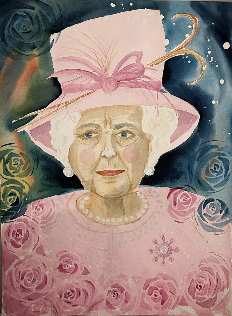 Akvarell Pink Queen av Lena Pettersson