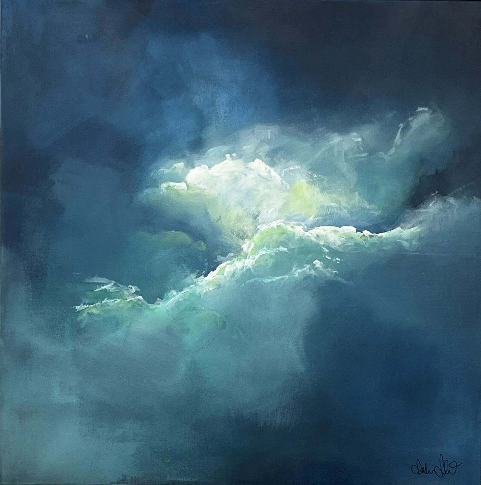 Akrylmålning The limit is the sky no 3 av Malin M Waldestål