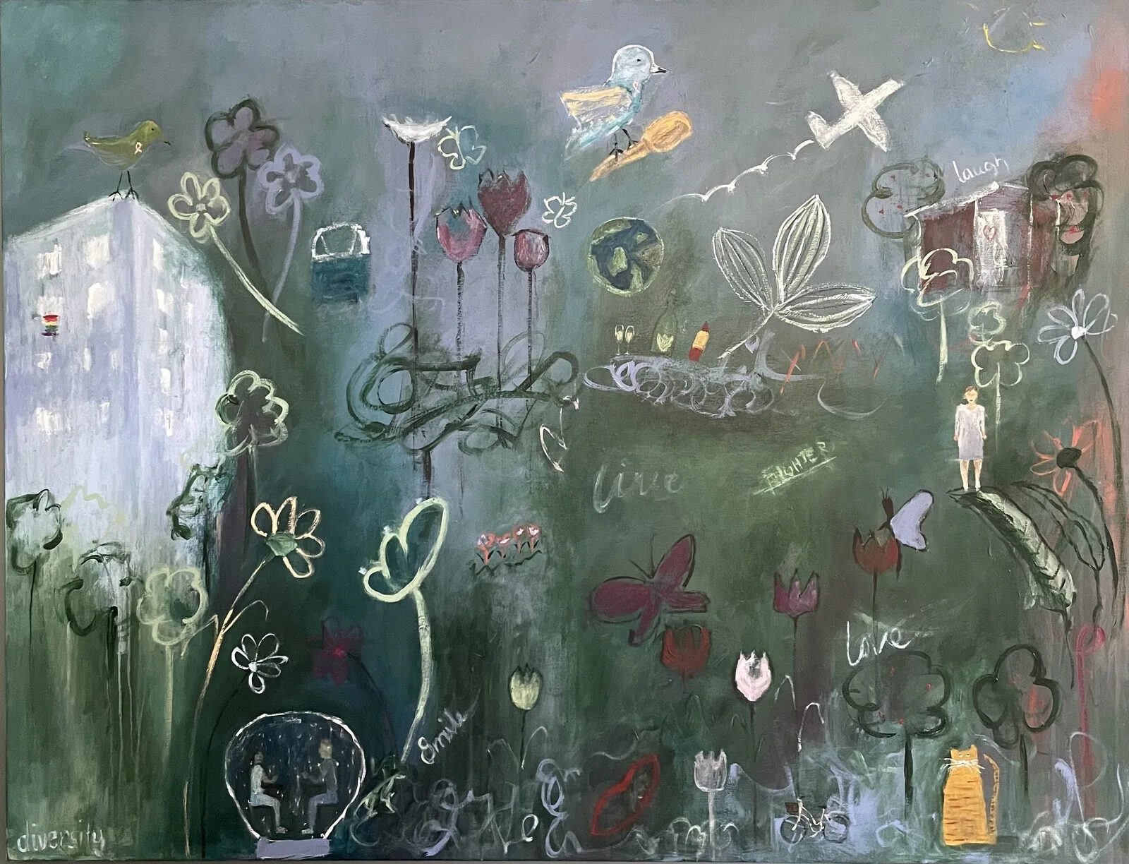 Akrylmålning Älska livet av Peter Frejeberg