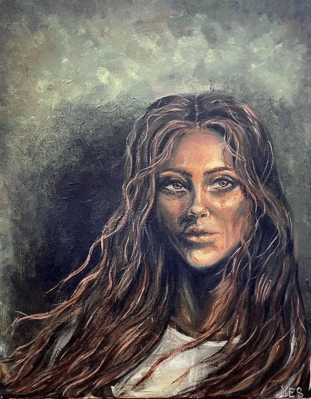 Akrylmålning Curious av Ylva Engquist Svensson