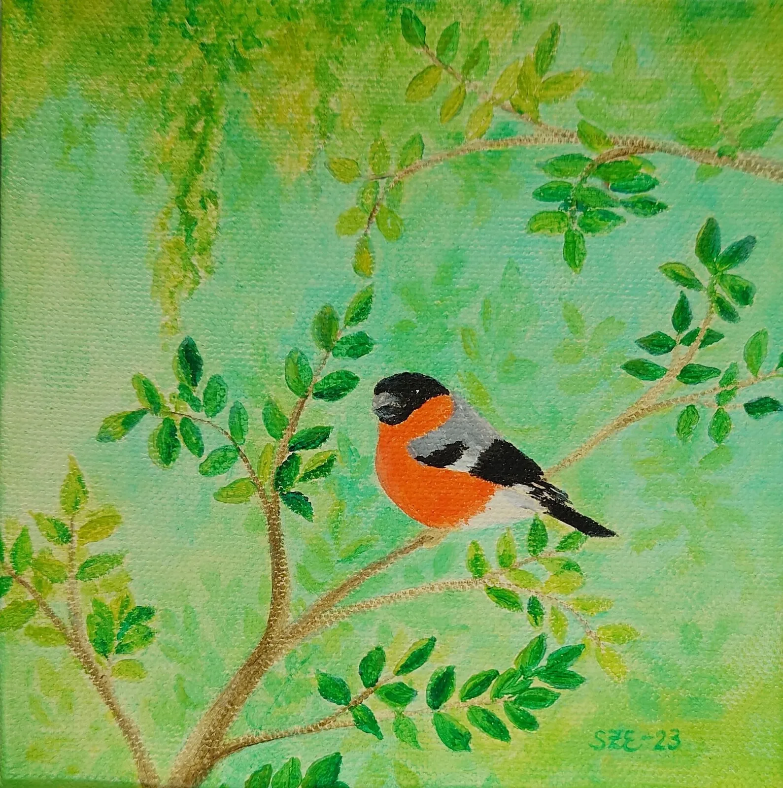 Akrylmålning Besökaren av Sigrid Ehrenberg