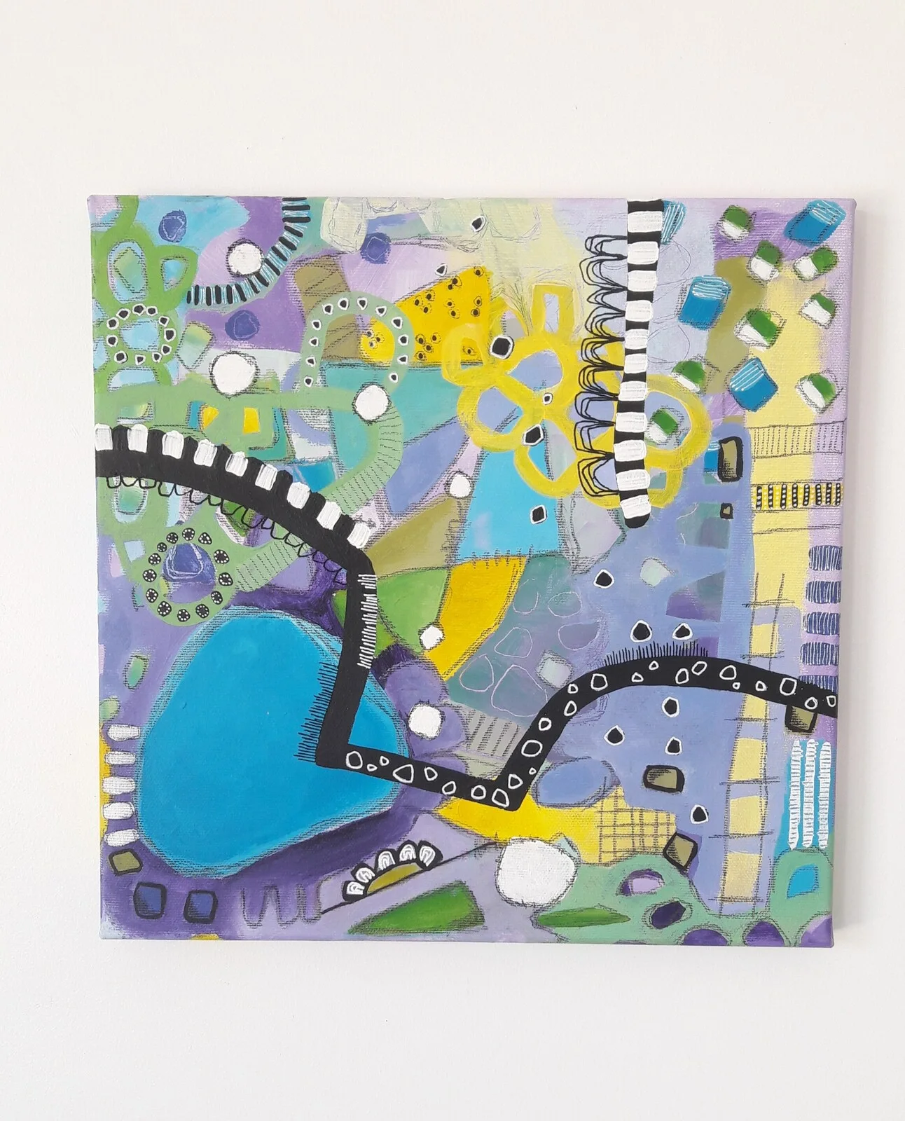 Akrylmålning Following the Track av Marielle Bos