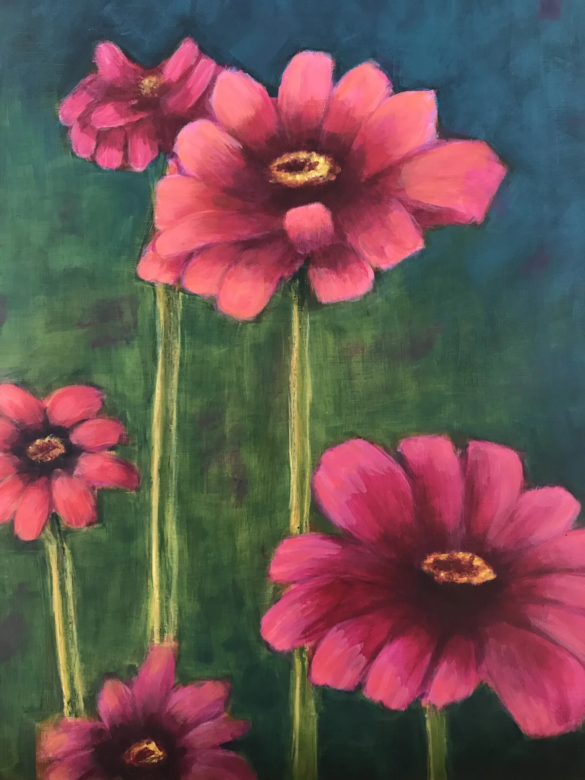 Akrylmålning Zinnia (2) av Lenitha_art